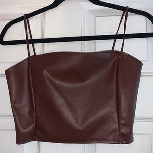 Chocolate Faux Leather Crop Top